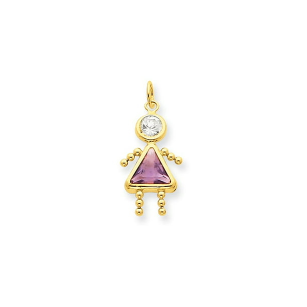 June Baby Birthstone Bead Babies Necklace Pendant Gold Tone Triangle Body